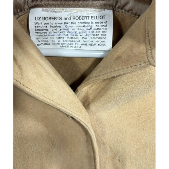 Vintage Suede Shacket Womens Medium Tan Liz Roberts X Robert Elliot Neutral Boho - Picture 4 of 5
